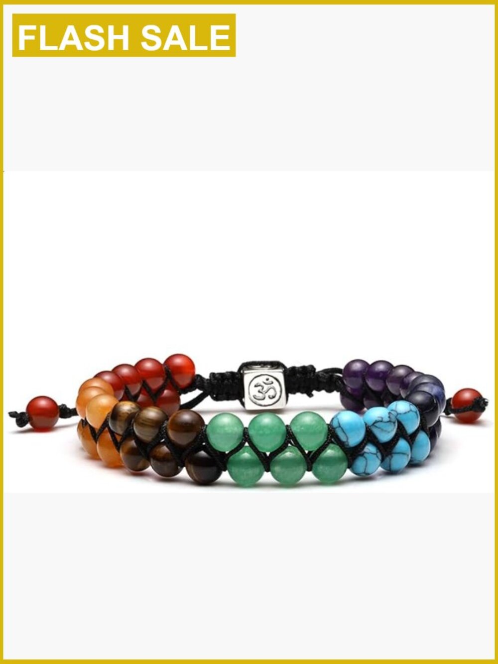 7 Chakra Healing Crystals Bracelet - Rope Braided Gemstone for Yoga Meditation